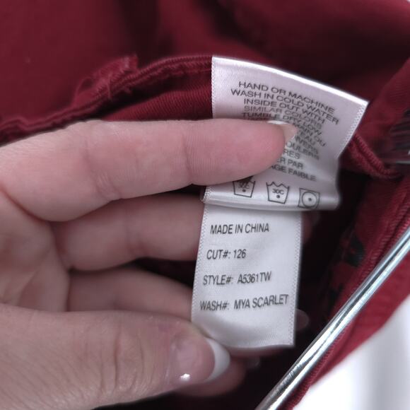 Articles of Society Size 24 Mya Scarlet Bright Maroon Denim Stretchy Skinny Jean - Picture 8 of 11